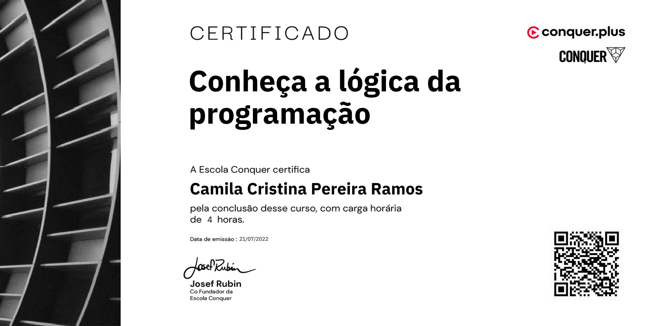 Certificado de Conheça a lógica da programação